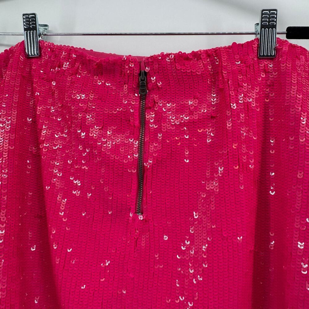 ALICE + OLIVIA Rubi Sequined Miniskirt Size 8 NWT $375 Barbie Mini Hot Pink - Picture 4 of 8